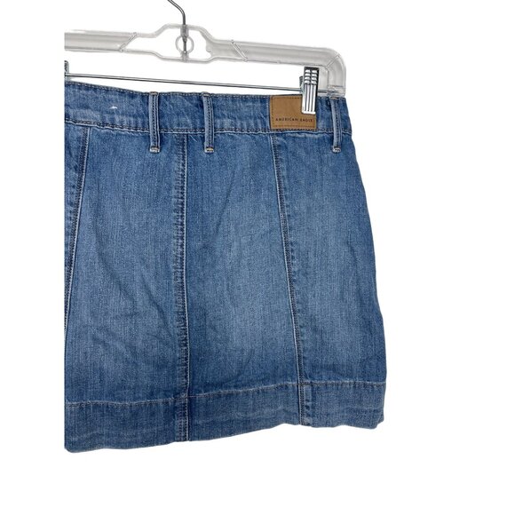 American Eagle Womens 2 XS Super Hi Rise A Line Blue Jean Denim Mini Skirt - Picture 9 of 14